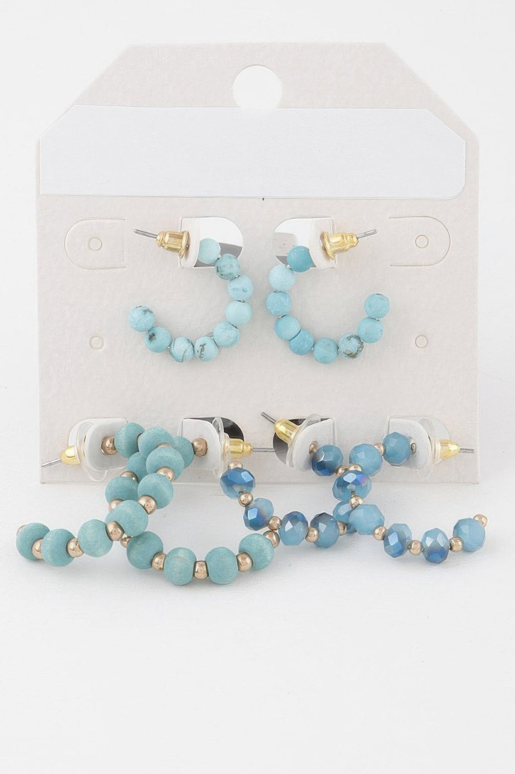 Crystal Bead Hoop Earrings Set