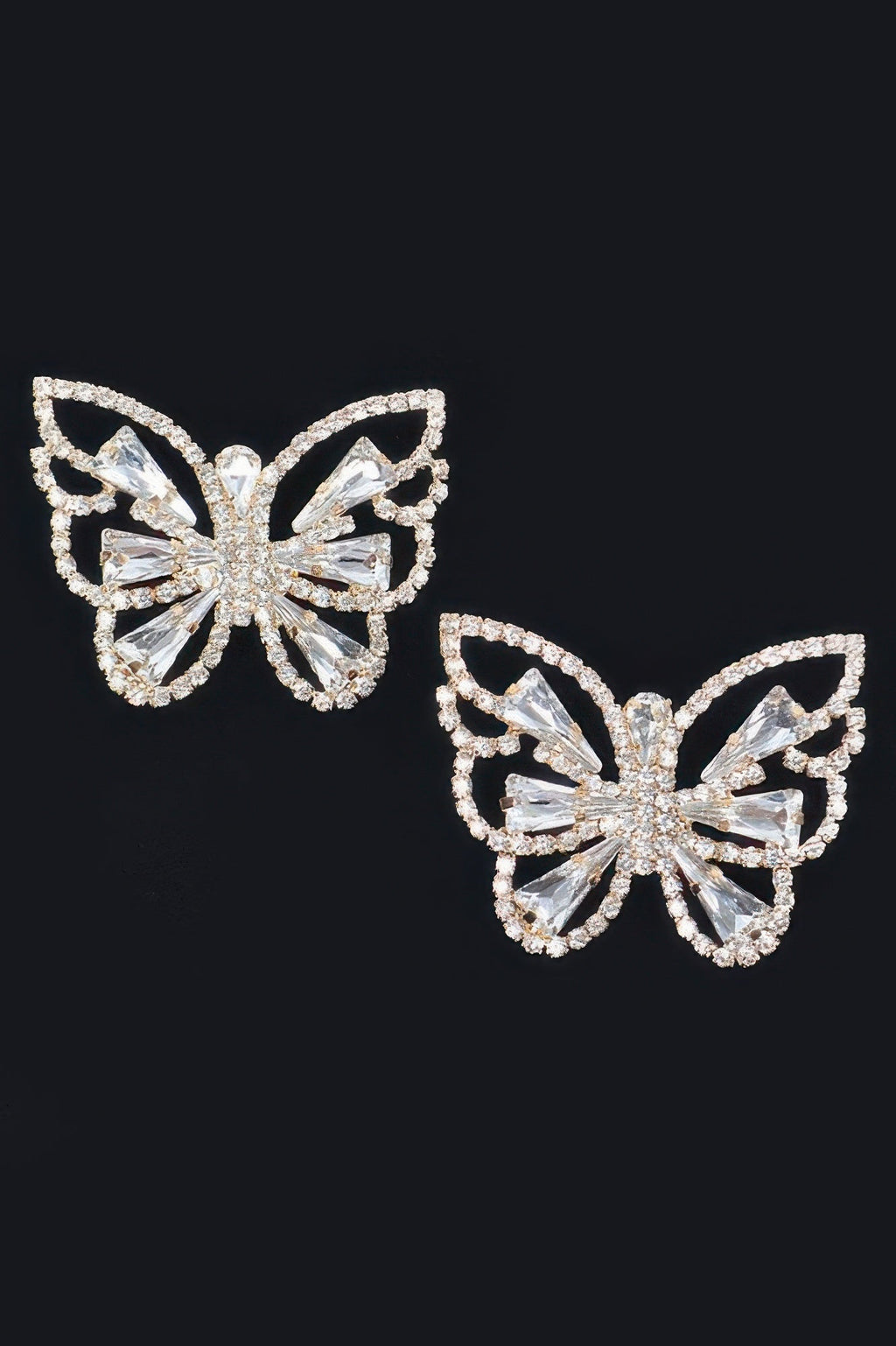 Butterfly Clear Rhinestone Gem Earrings