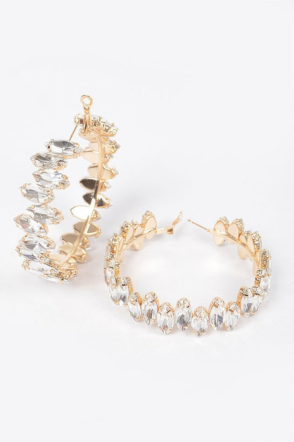 Rhinestone Hoop Earrings 2.5"