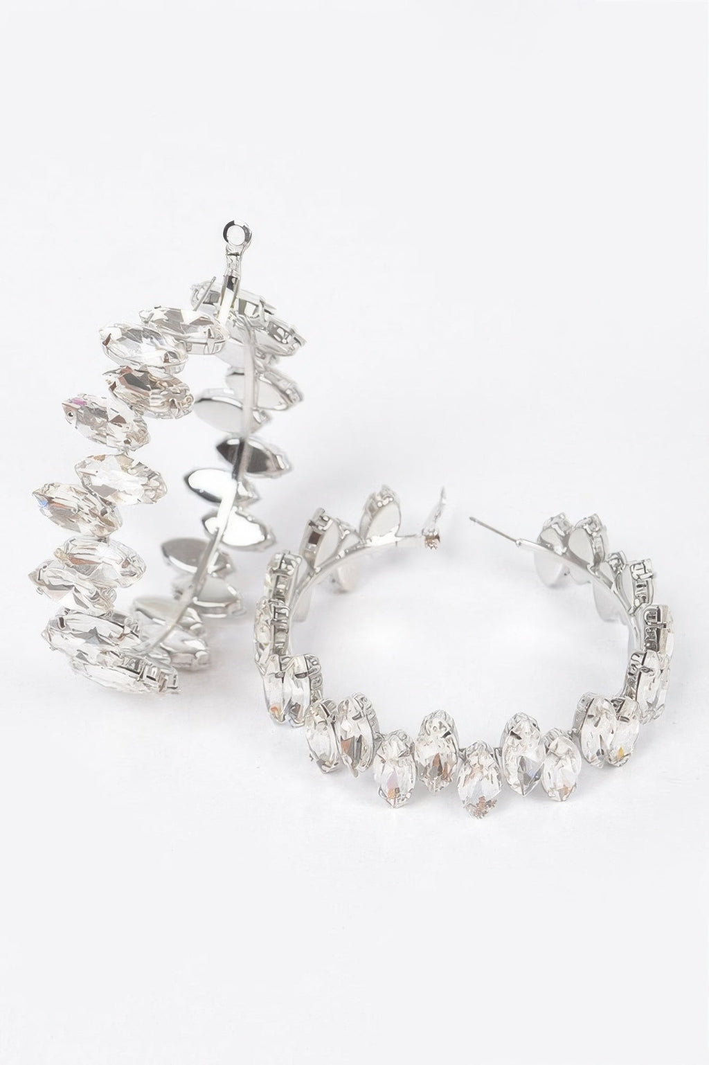 Rhinestone Hoop Earrings 2.5"