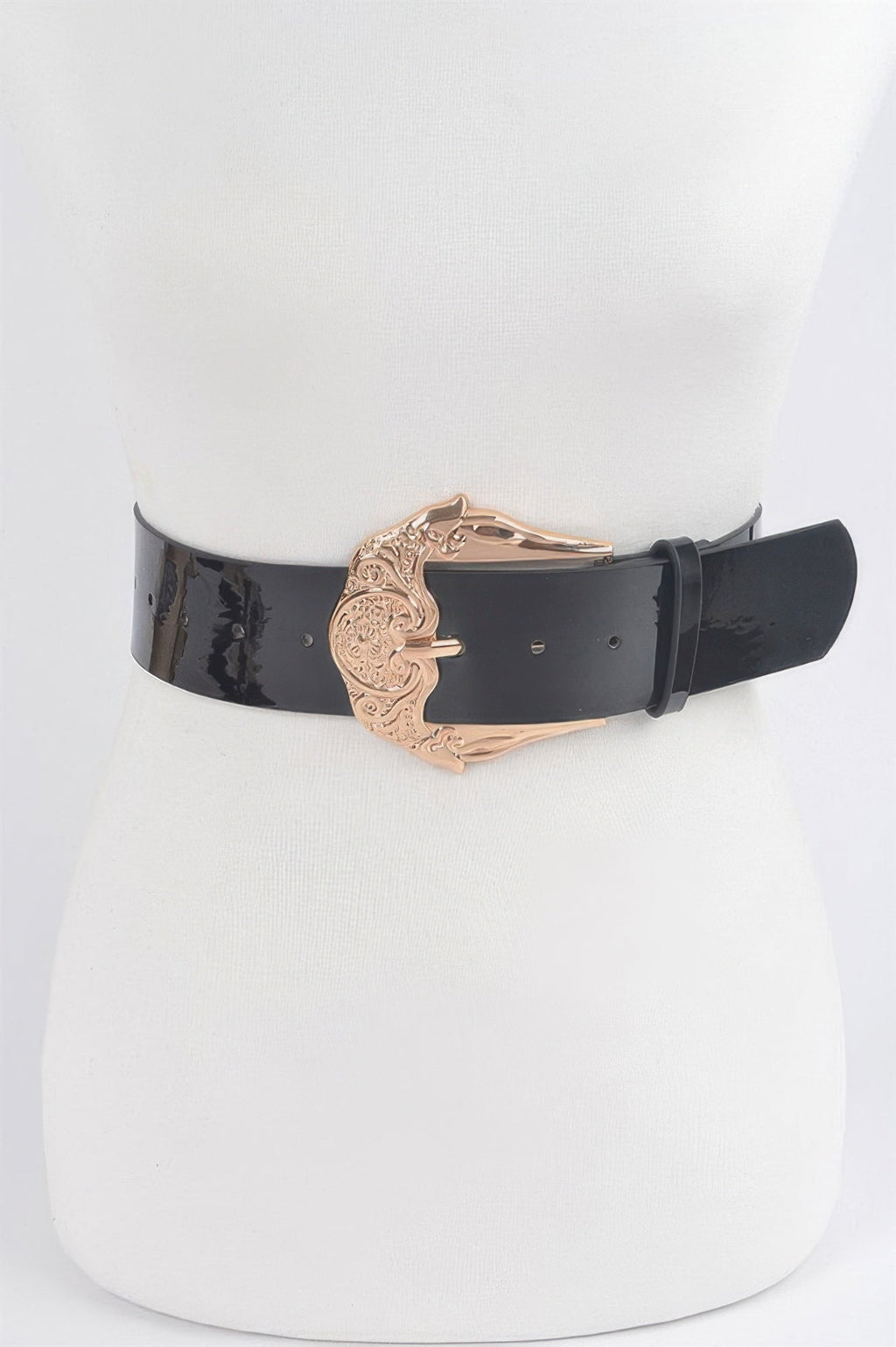 Plus Size Metal Buckle Enamel Shiny Belt