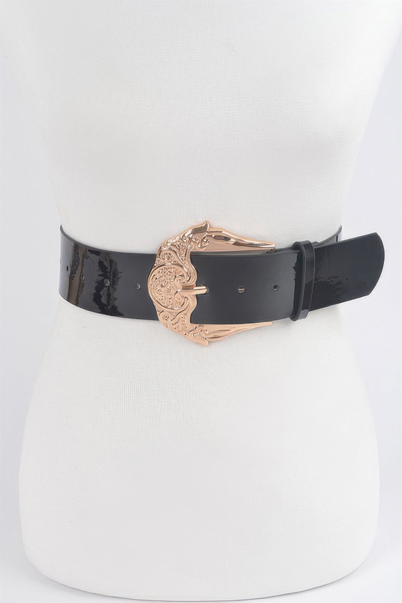 Plus Size Metal Buckle Enamel Shiny Belt