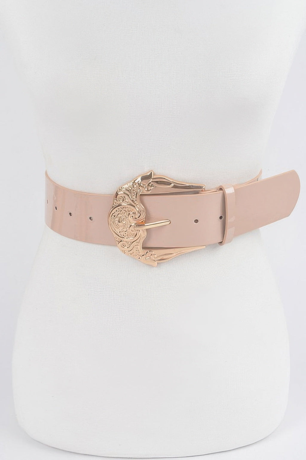 Plus Size Metal Buckle Enamel Shiny Belt