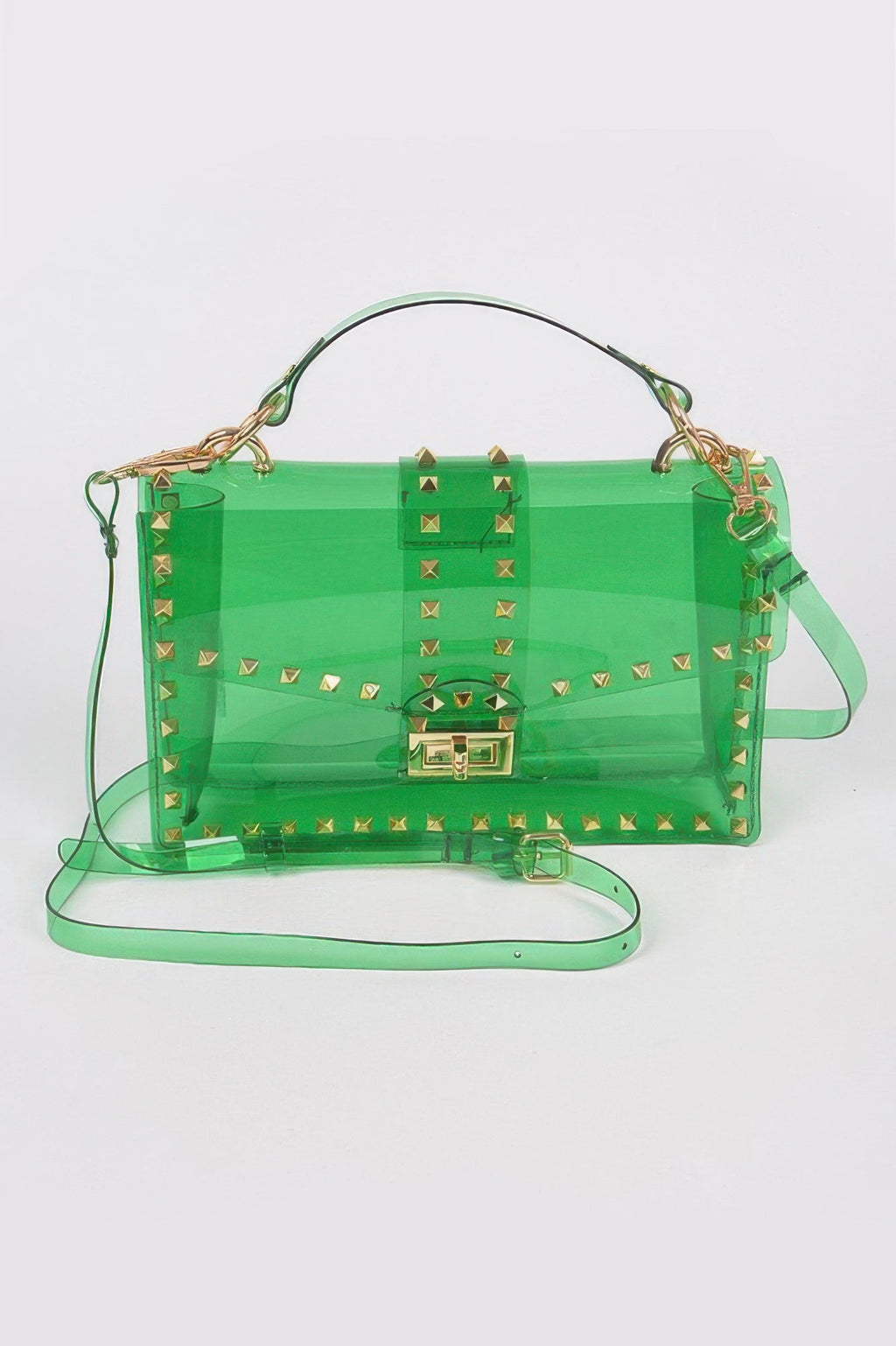 Studded Colorful Transparent Clutch