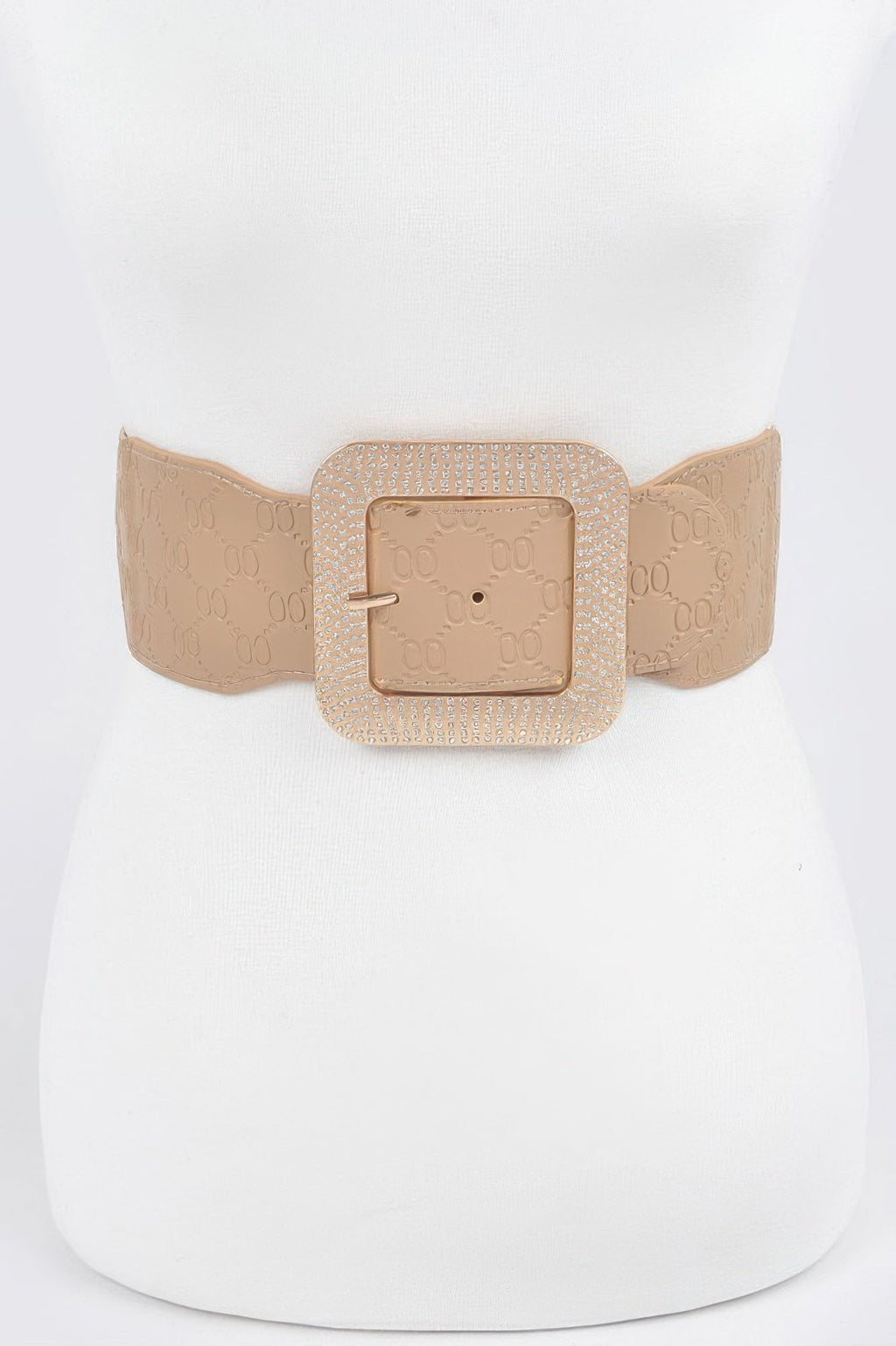 Big Rhinestone Buckle Embossed Plus Size Belt