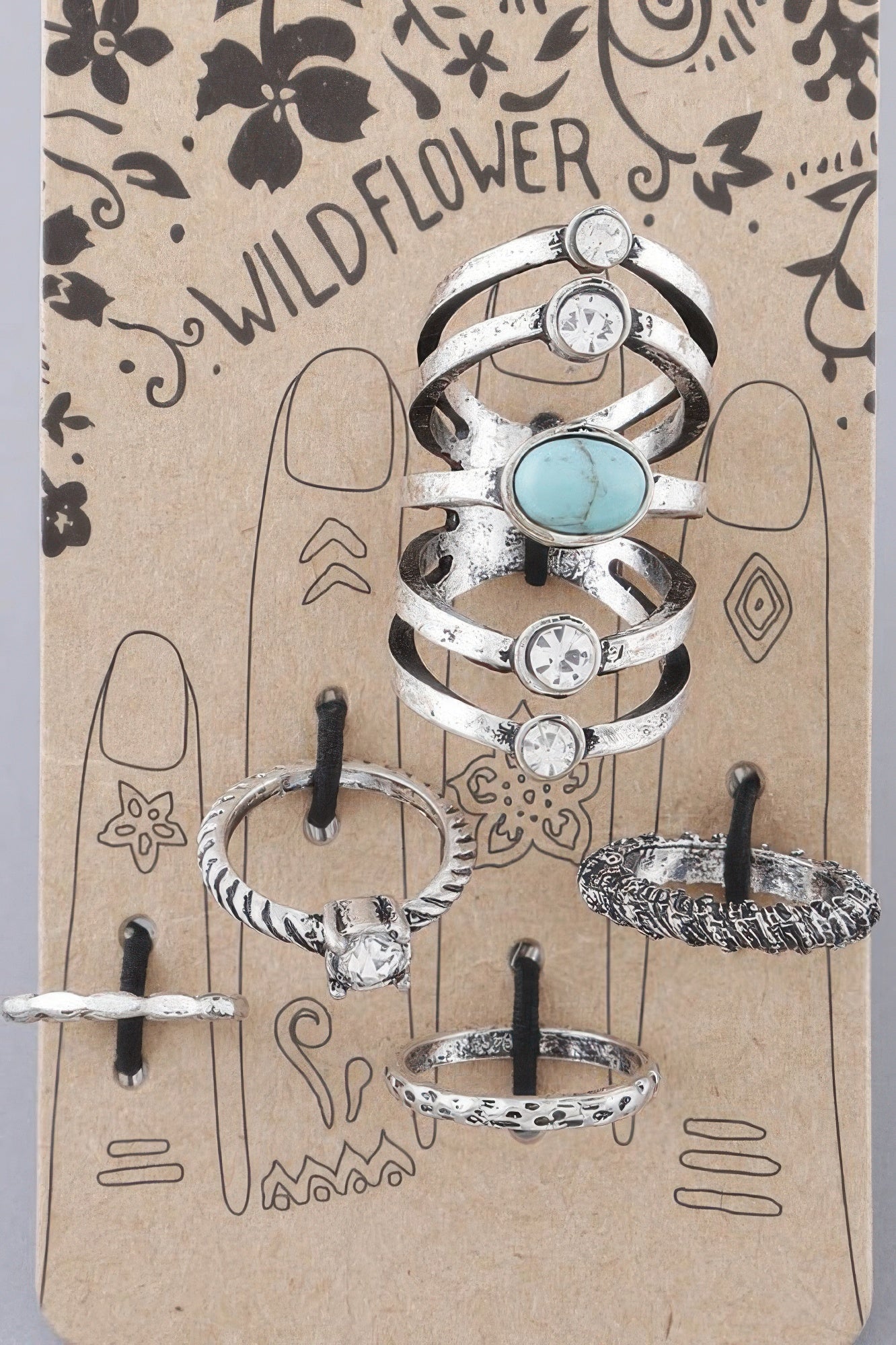 Multi Jewel Band Rings Set