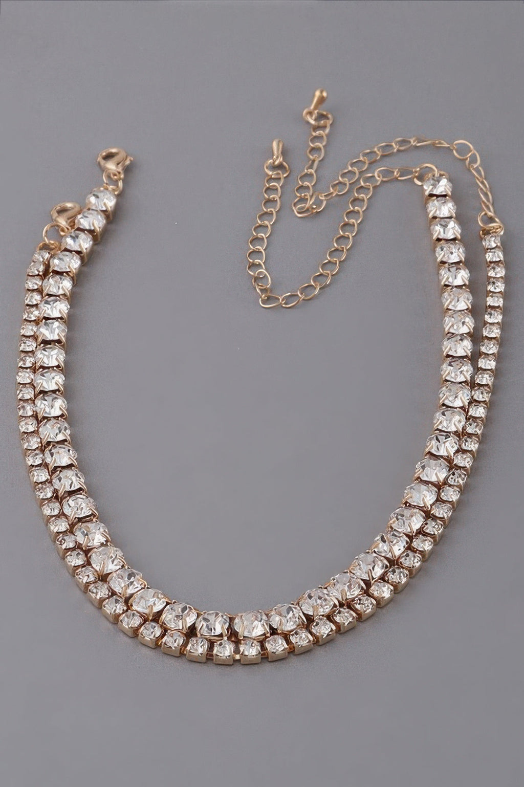 Double Rhinestone Choker Necklace