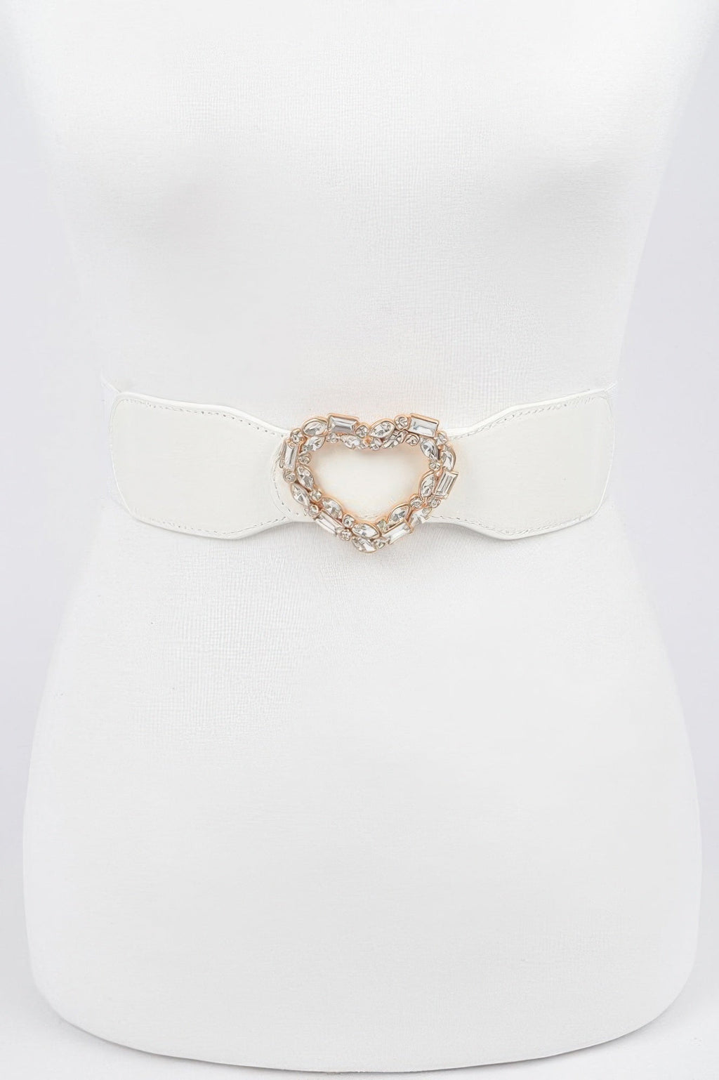 Heart Rhinestone Buckle Elastic Belt