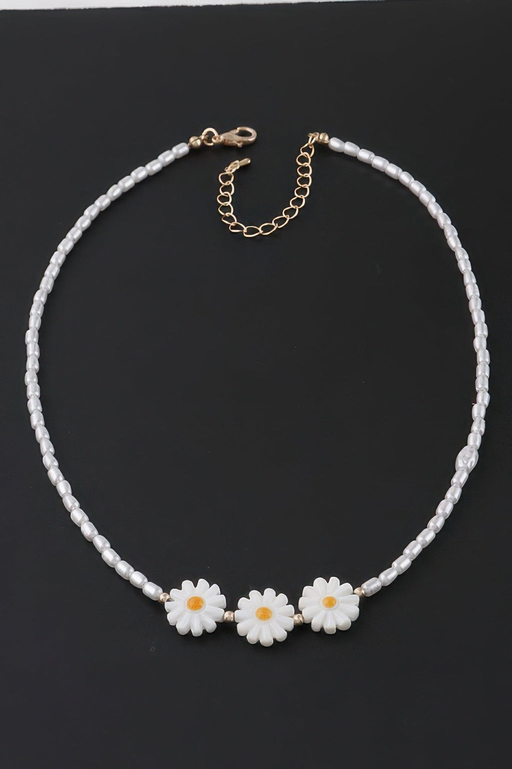 Beaded Flower Trio Necklace