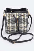 Tweed Plaid Bucket Bag