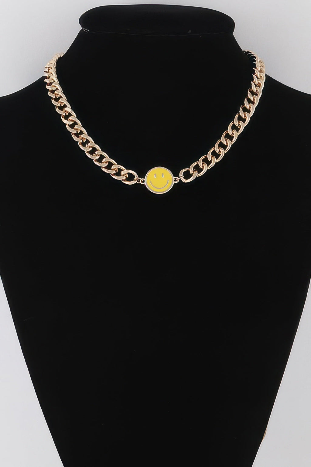 Smiley Face Curb Chain Necklace