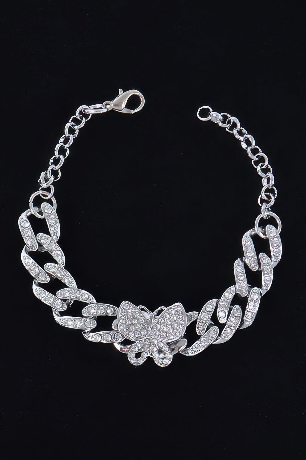 Rhinestone Butterfly Chain Bracelet