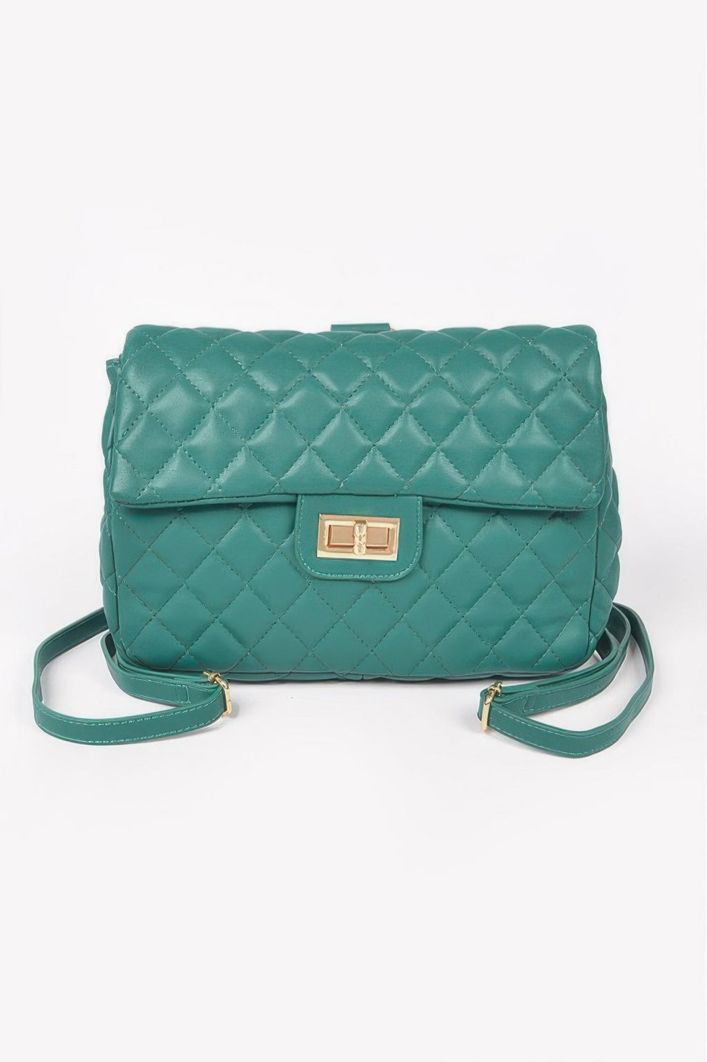 Quilted Faux Leather Flap Backpack