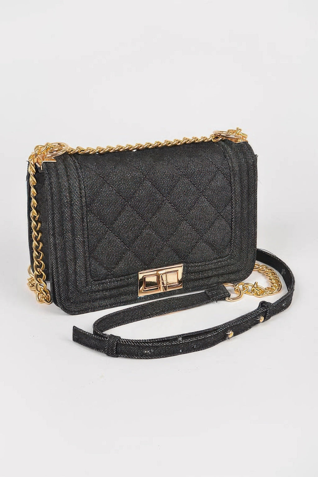 Quilted Denim Crossbody Bag