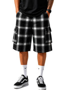 Mens Checkered Baggy Cargo Shorts