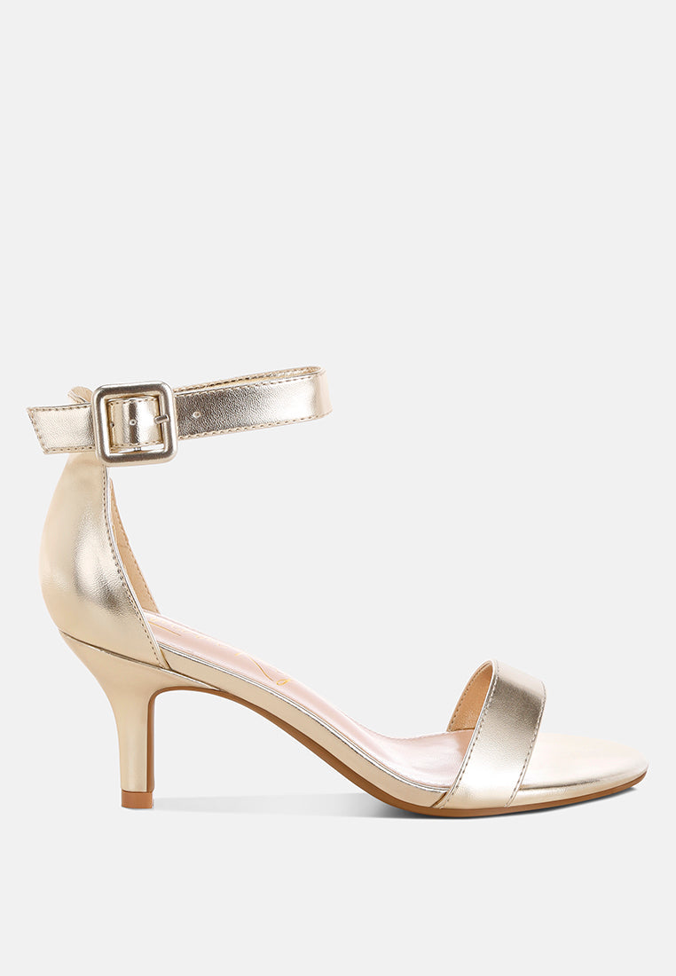 Yuti Glossy Kitten Heel Sandals