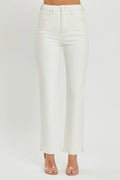 Plus Size 1XL High Rise Cream Color Tummy Control Straight Jeans
