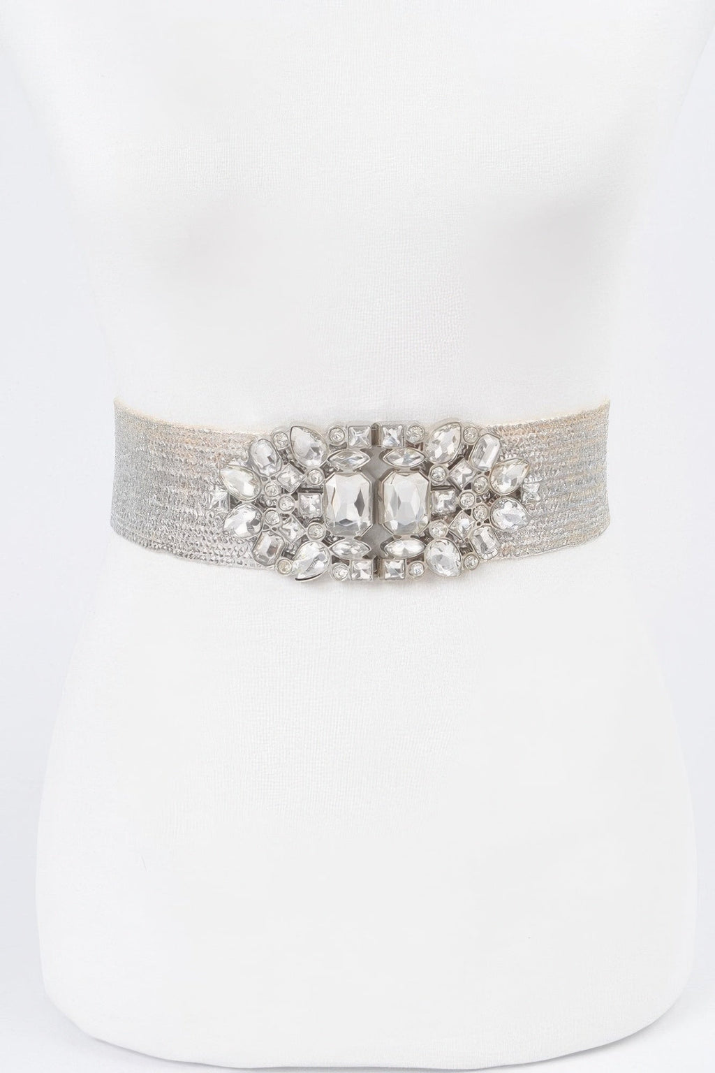 Multi Stone Metallic Straw Stretch Belt