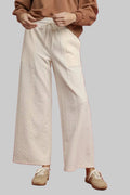 Off White Cable Knit Textured Wide Leg Pants