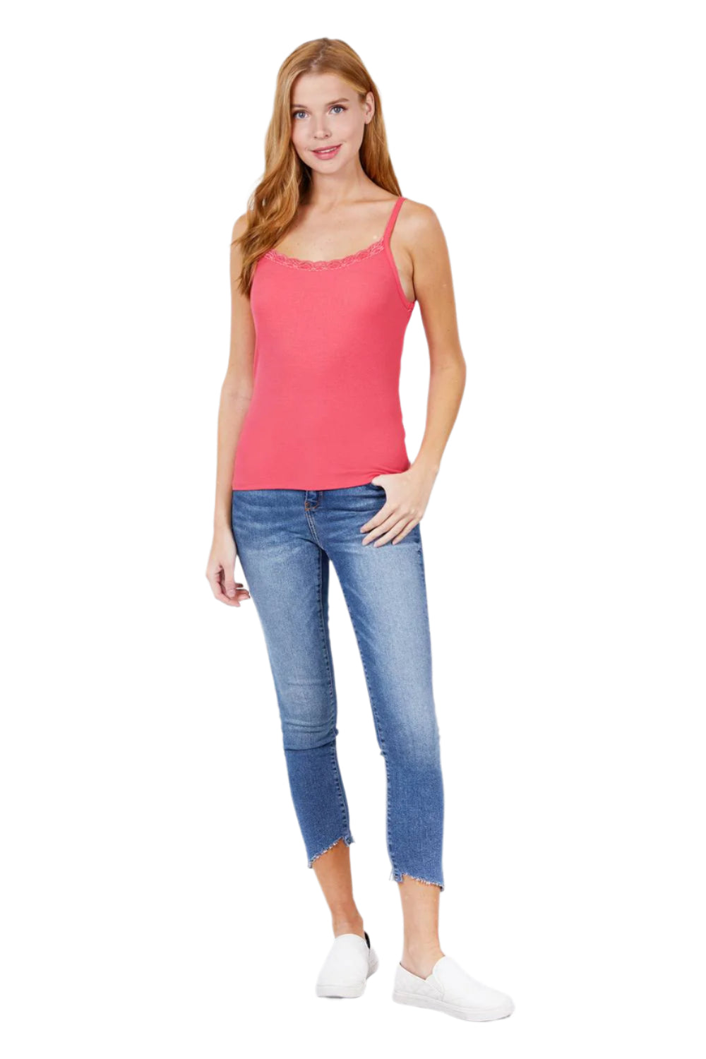 Size Medium Lace Trim Rib Cami Knit Top