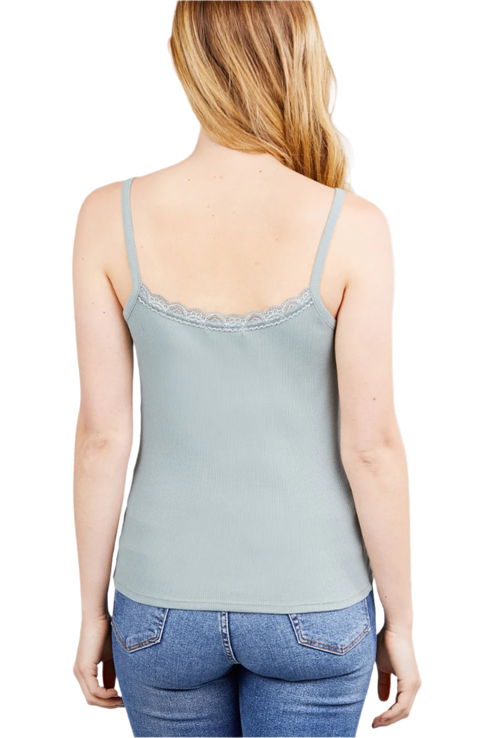 Size Medium Lace Trim Rib Cami Knit Top