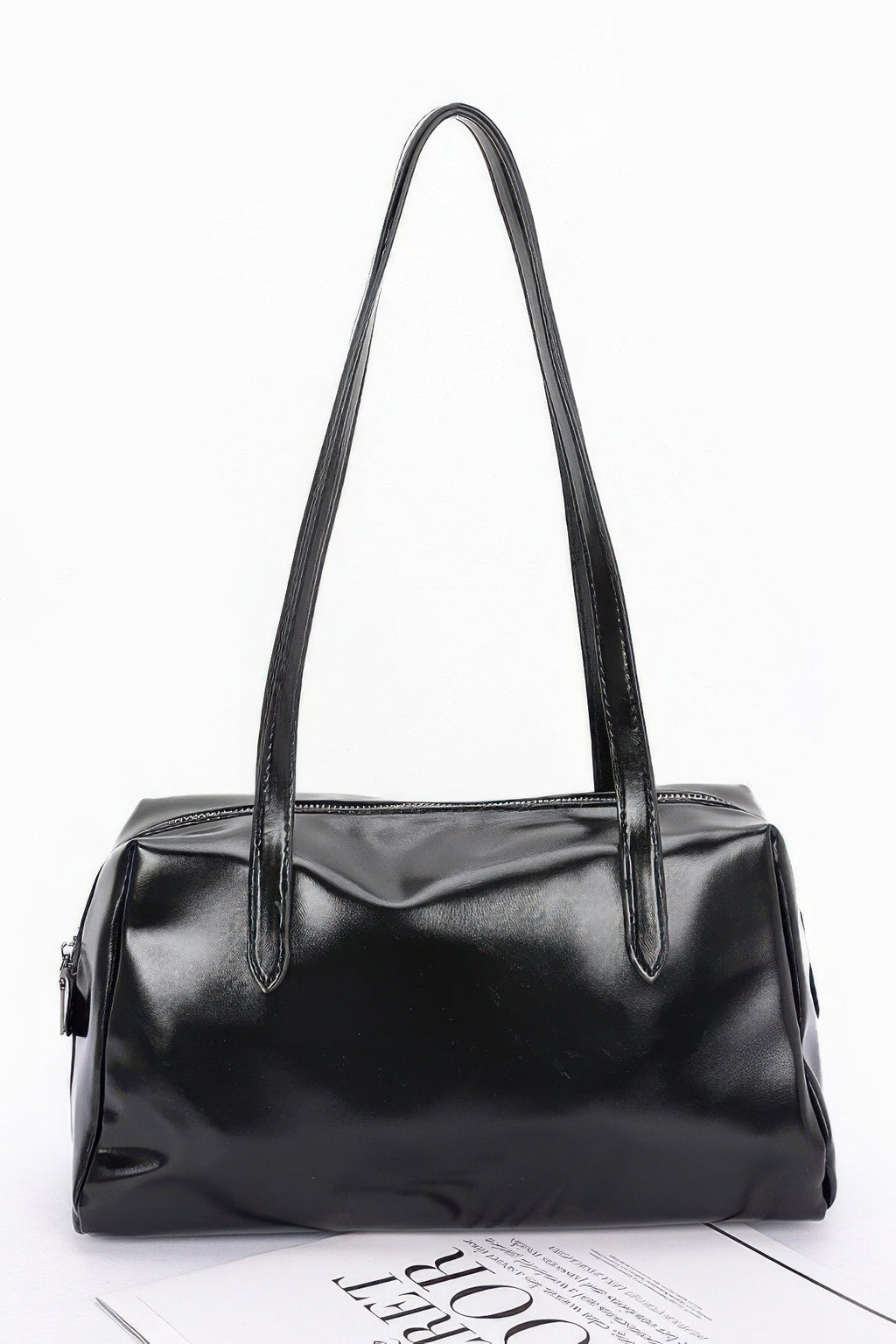 Shiny Faux Leather Sport Handbag
