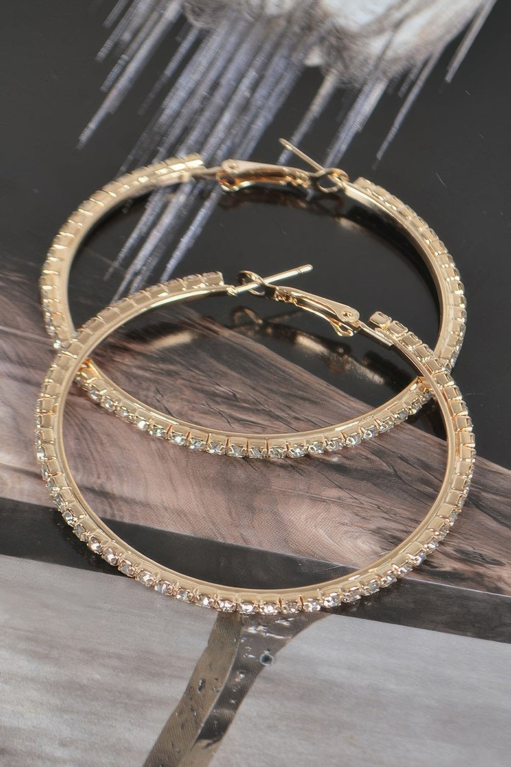5cm Double Rhinestone Hoop Earrings