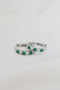 Cubic Zirconia Silver Hoop Earrings 3/4"