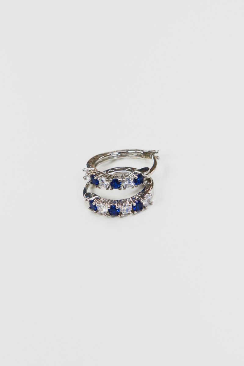 Cubic Zirconia Silver Hoop Earrings 3/4"