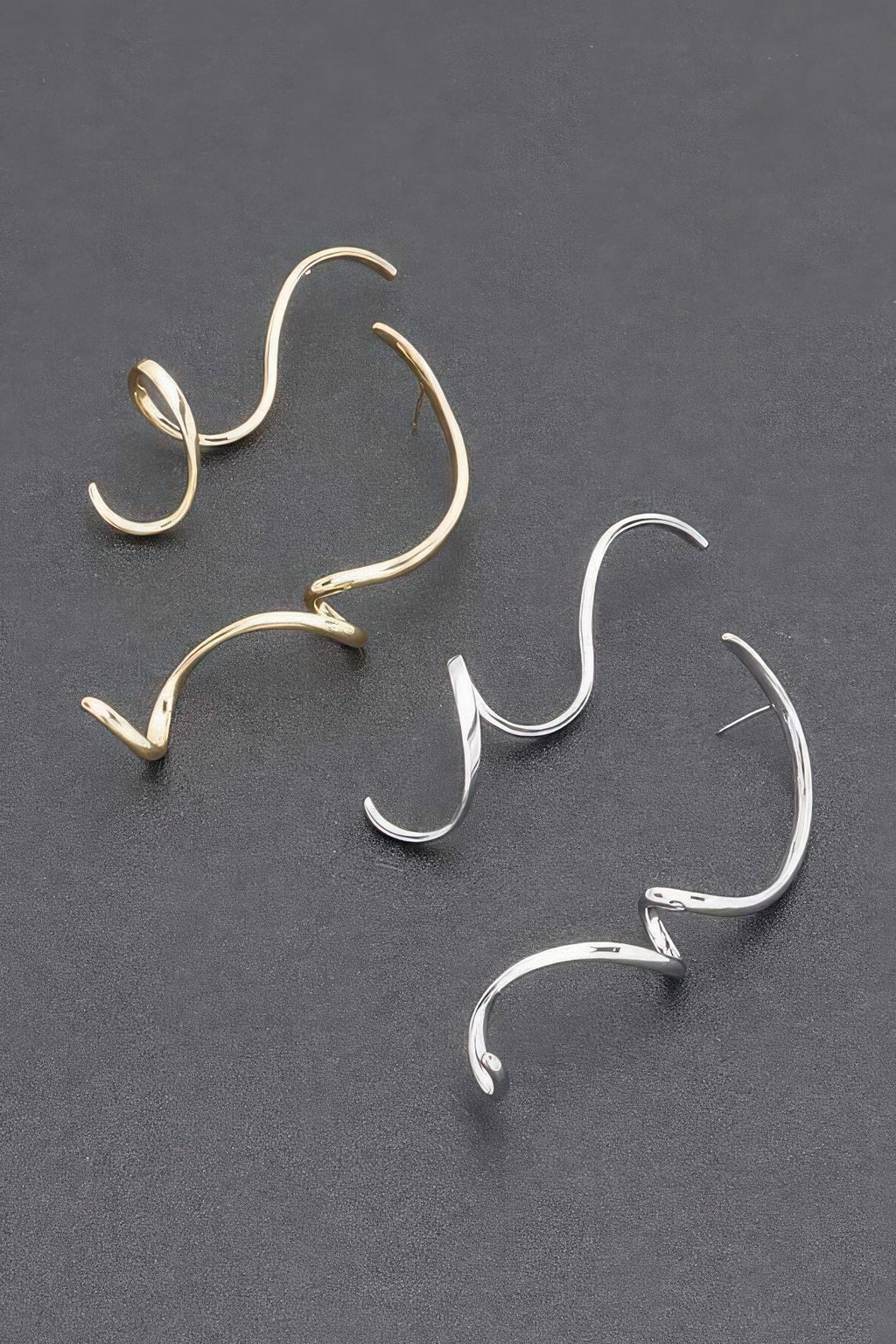 Gold Plated Metal Twist Dangle Earrings
