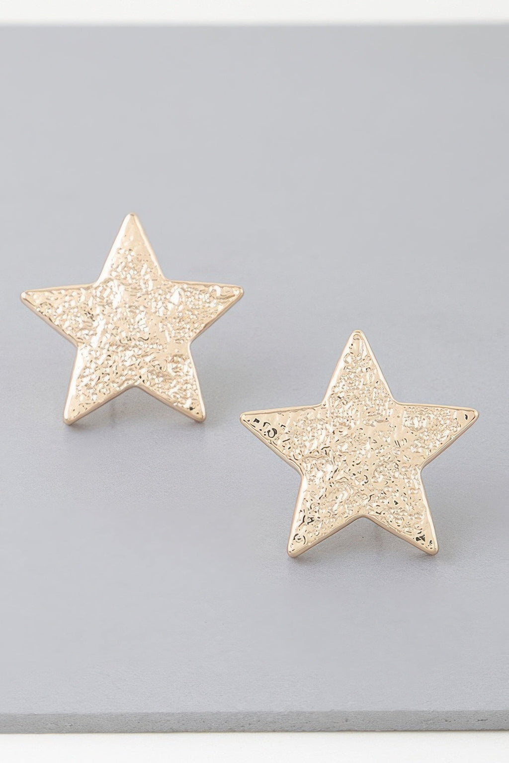 I'm A Star Hammered Gold Color Earrings