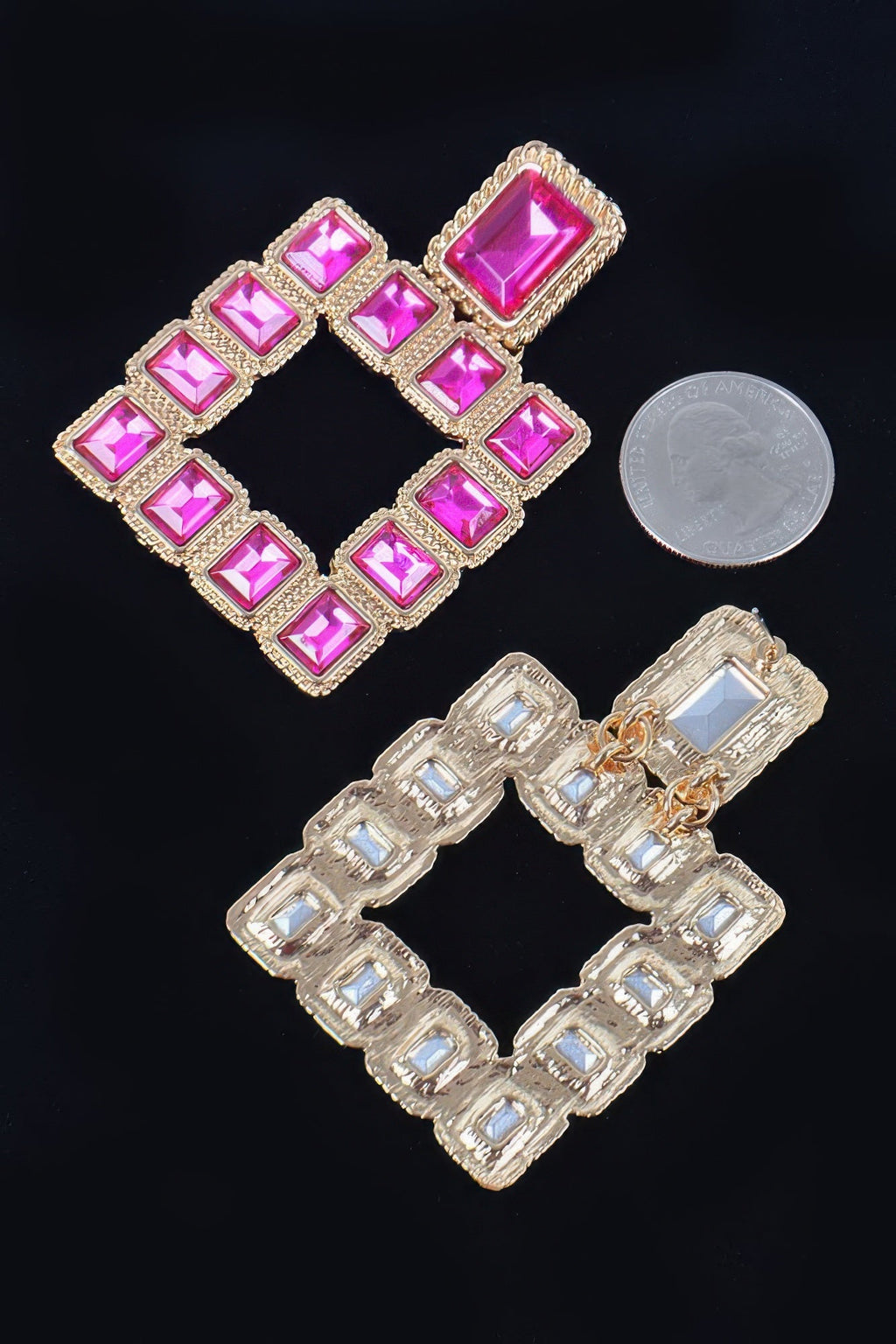 Multi Square Gemstone Earrings