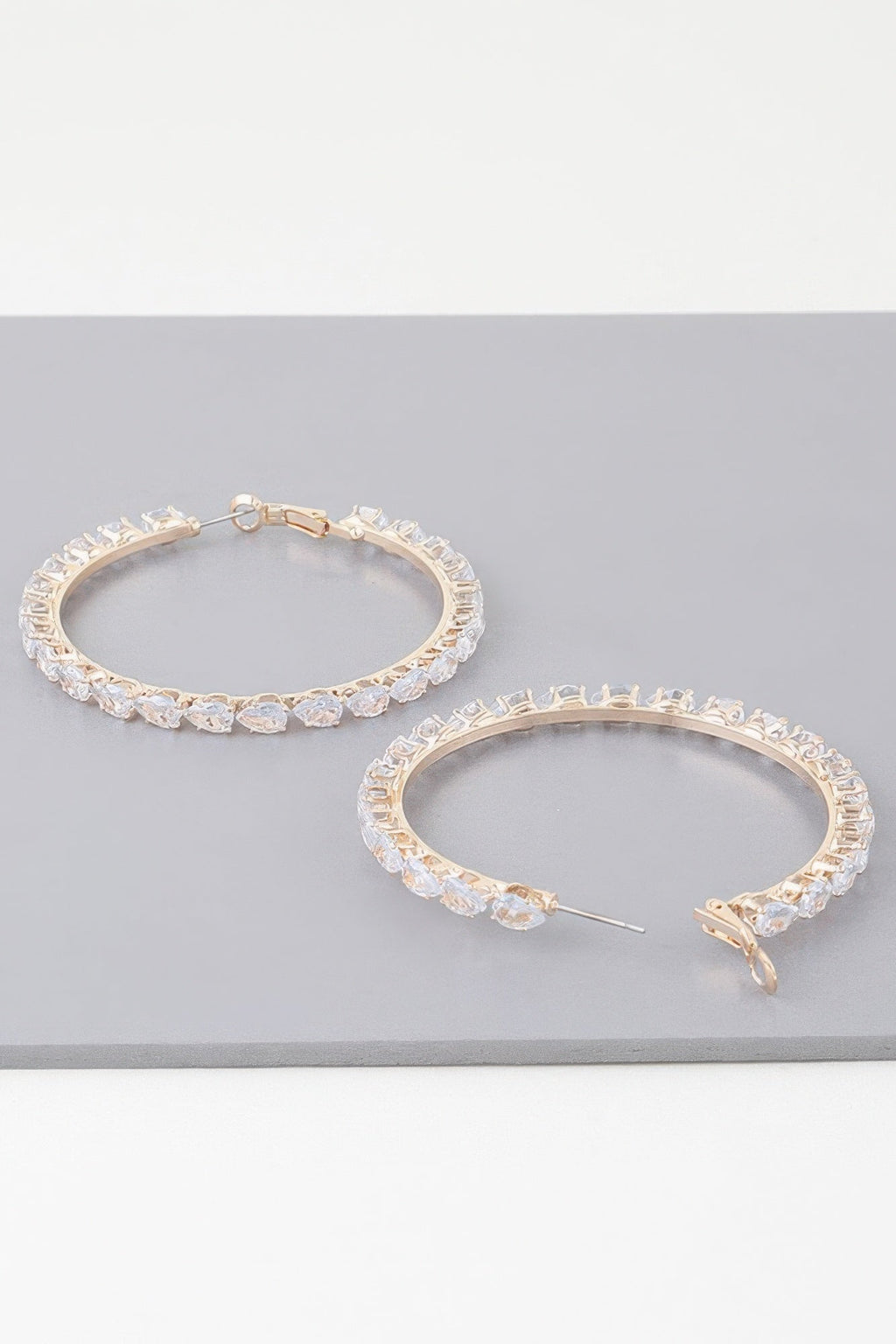 Teardrop Bejeweled Hoop Earrings