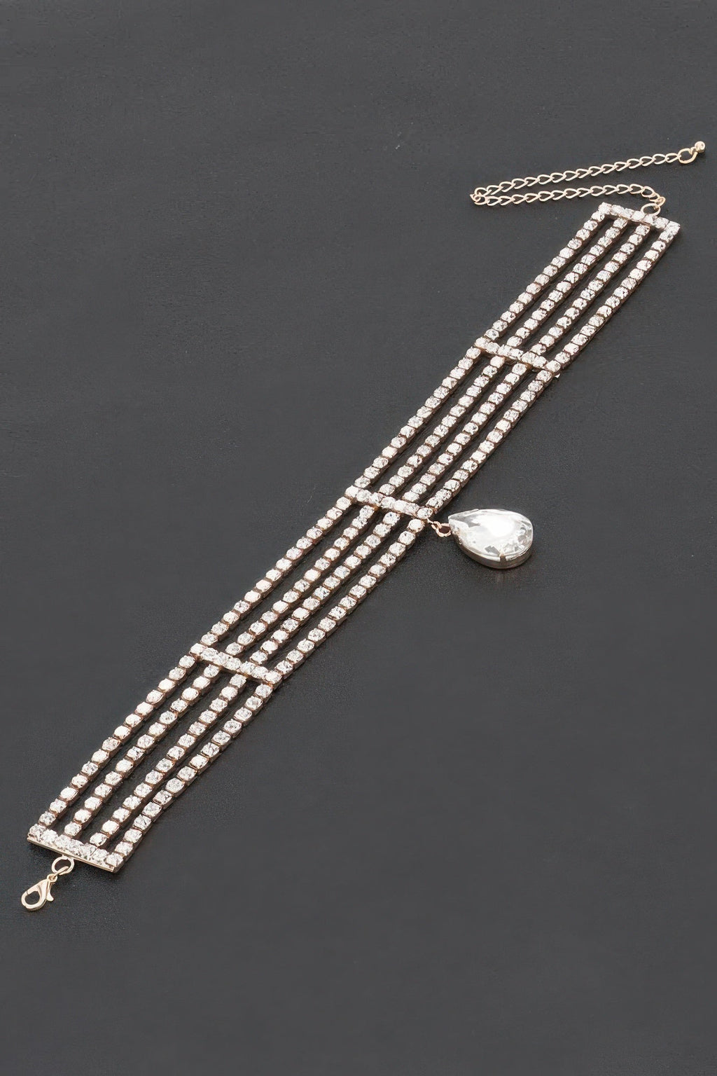 Rhinestone Choker Necklace with Pendant