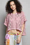 POL Crochet Lace Short Sleeve Top