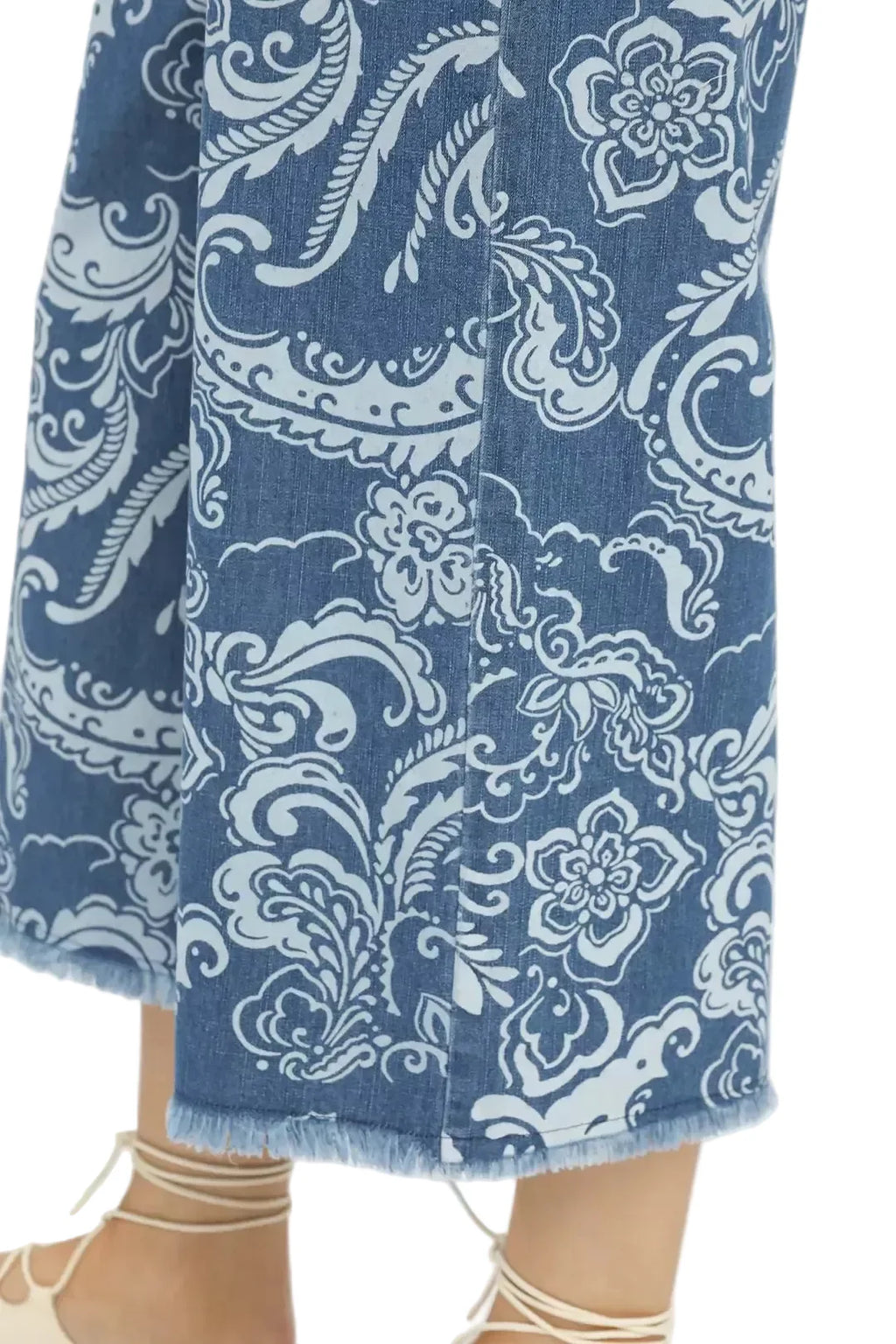 Blue Stone Wash Wide Leg Crop Pants