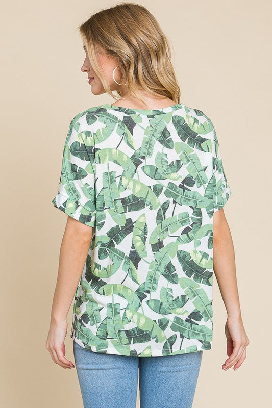 BOMBOM Lightweight Printed Round Neck Short Sleeve T-Shirt