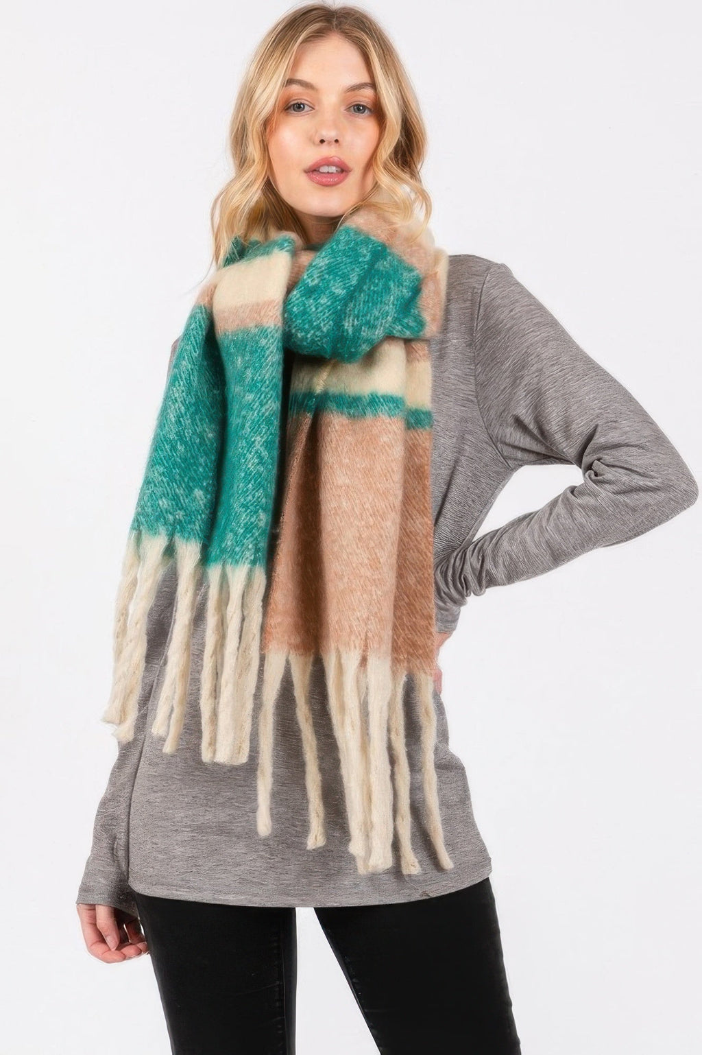 Brushed Multi Color Stripe Scarf