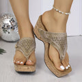Toe Post High Wedge Heel Sandals