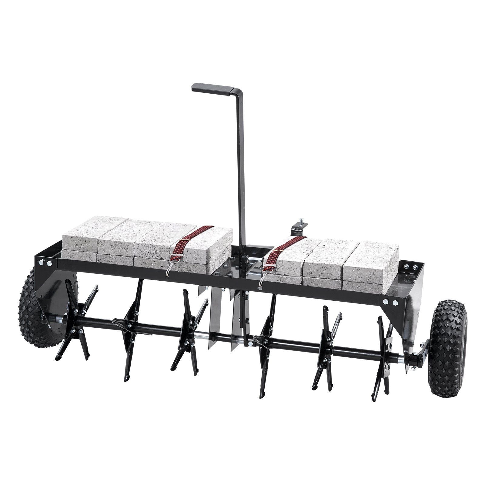 Tow Behind Plug Aerator, 40-Inch Tow Behind Lawn Plug Aerator with Universal Hitch, Pull Behind Aerator with Iron Spikes Alternately Arranged, Lawn Aerator Tow Behind for Gardens, Lawns, Farms