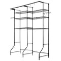 Over The Washer and Dryer Storage Shelf, 6 Tier Laundry Room Drying Rack with Hanger Rod and Hooks, Adjustable Over Washer and Dryer Shelves, Laundry Room Shelf Storage Space Saver, Black