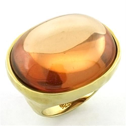 LOA651 - Gold 925 Sterling Silver Ring with AAA Grade CZ in Orange
