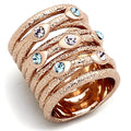 LOA909 - Rose Gold Brass Ring with Top Grade Crystal in Multi Color