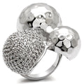 0W121 - Rhodium Brass Ring with AAA Grade CZ in Clear