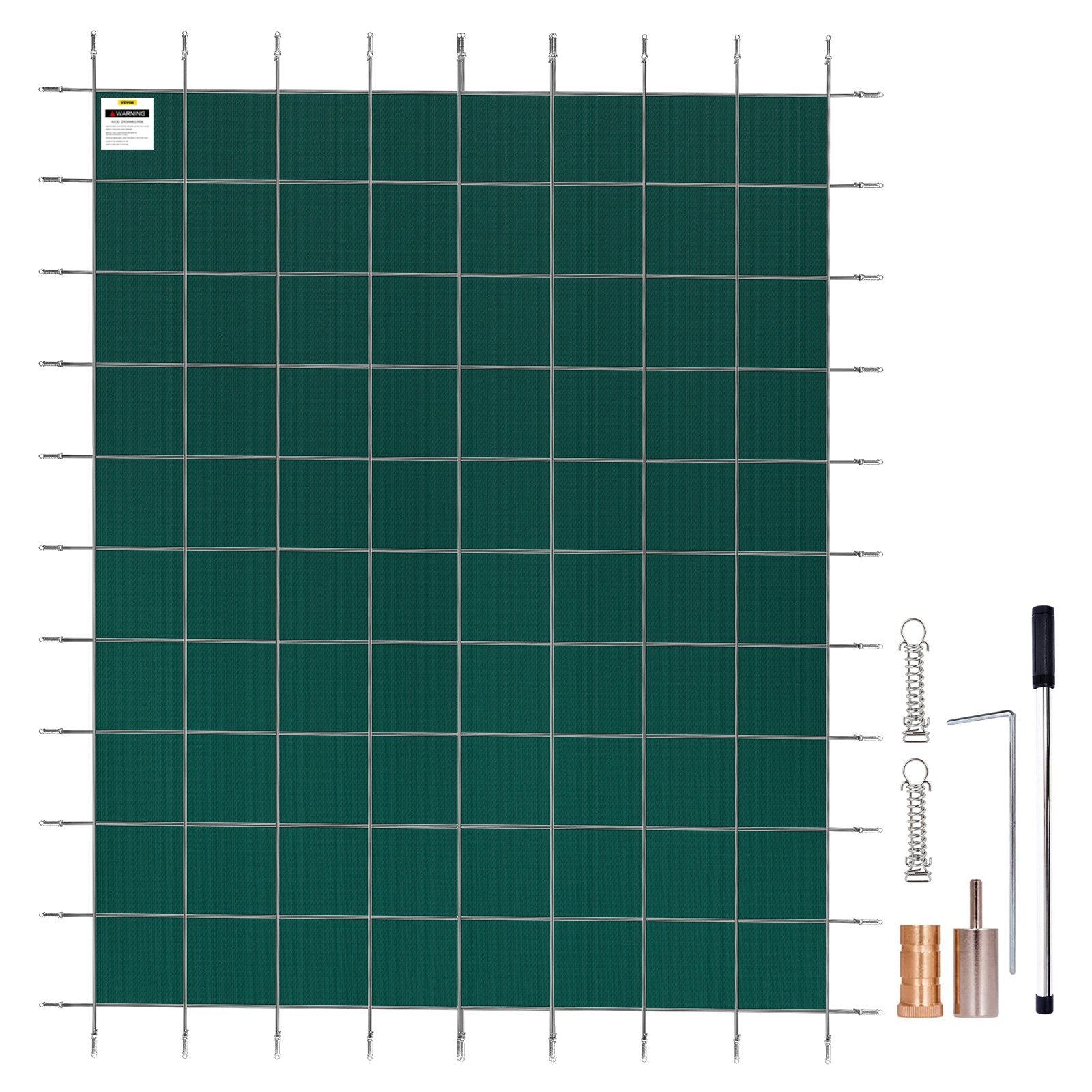Pool Safety Cover, Inground Pool Cover Fit for PP Material, Rectangle Inground Safety Pool Cover Green, Mesh Solid Pool Safety Cover for Swimming Pool Winter Safety Cover (16x36 ft)