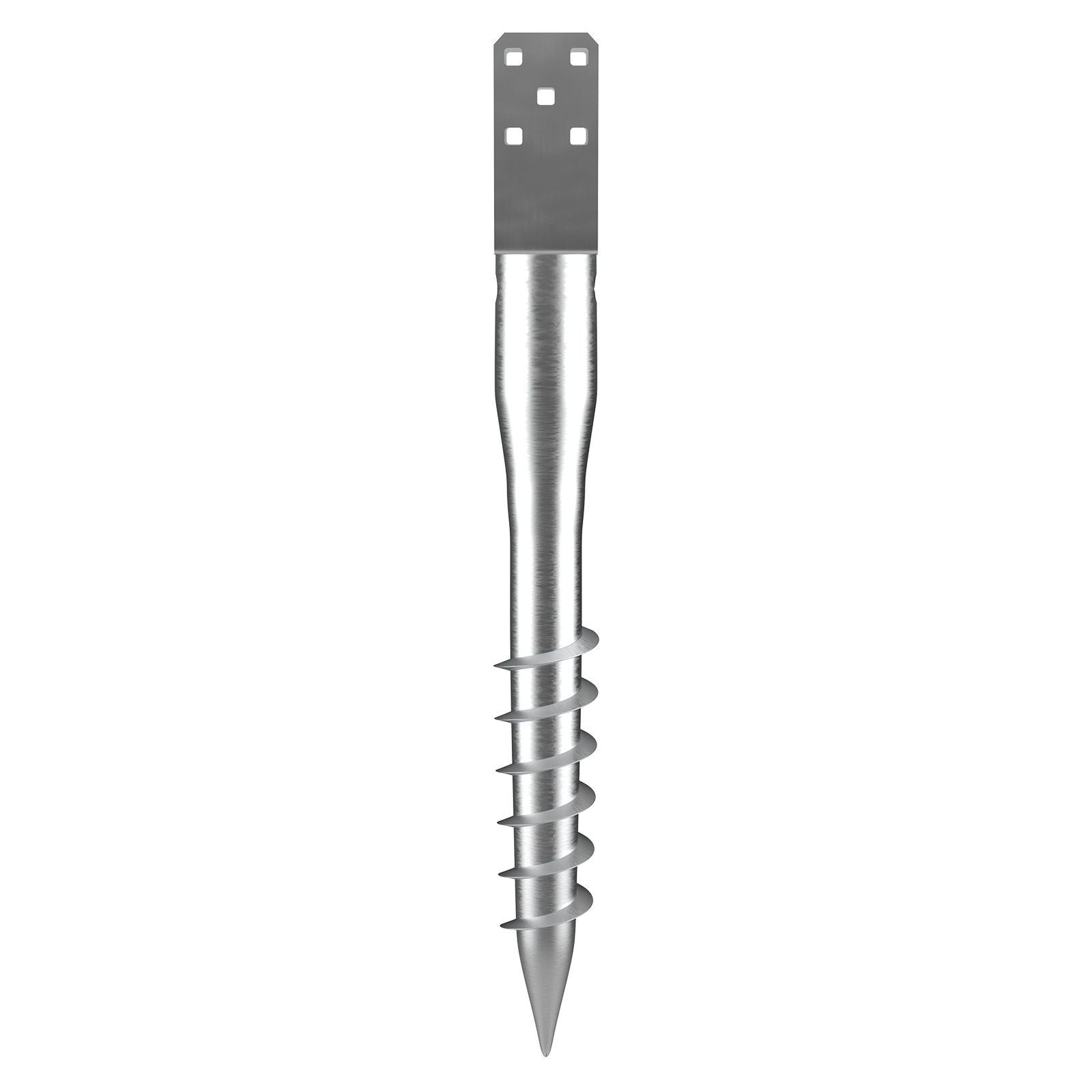 No Dig Ground Anchor, 1 Pack 3.94 x 2.76 x 27.56 in DIY Screw in Post Stake, Includes 6 Lag Bolts & a Rebar, U-Shape Heavy Duty Steel Post Holder, Great for Mailbox Posts and Fence Posts