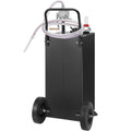30 Gallon Gas Caddy, Fuel Storage Tank with Wheels, Portable Fuel Caddy with Manuel Transfer Pump, Gasoline Diesel Fuel Container for Cars, Lawn Mowers, ATVs, Boats, More, Black