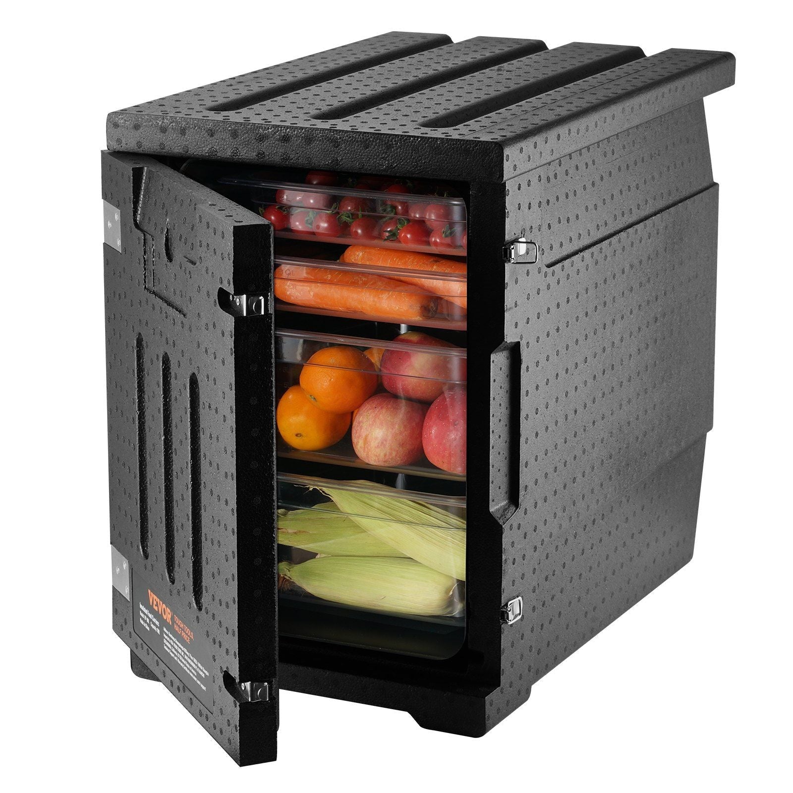 Insulated Food Pan Carrier, 82 Qt Hot Box for Catering, LLDPE Food Box Carrier with Double Buckles, Front Loading Food Warmer for Restaurant, Canteen, etc.