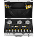Hydraulic Pressure Test Kit, 250/400/600bar, 3 Gauges 11 Test Couplings 3 Test Hoses, Excavator Hydraulic Test Gauge Set with Portable Carrying Case for Excavator Tractors Construction Machinery