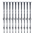 Staircase Metal Balusters, 44'' x 1/2" Galvanized Steel Decorative Banister Spindles, 10 Pack Deck Baluster with Hollow Double Baskets, Spiral Stair Railing with Shoes & Screws